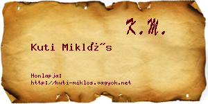 Kuti Miklós névjegykártya